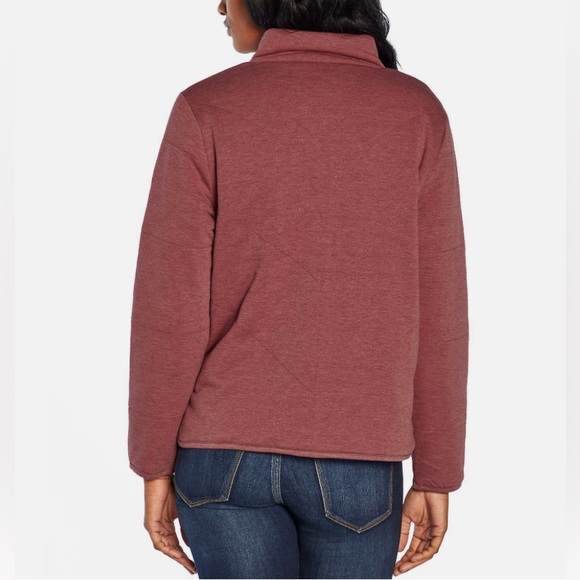 Three dots maroon quilted jacket w/ zip pockets L - Picture 2 of 12